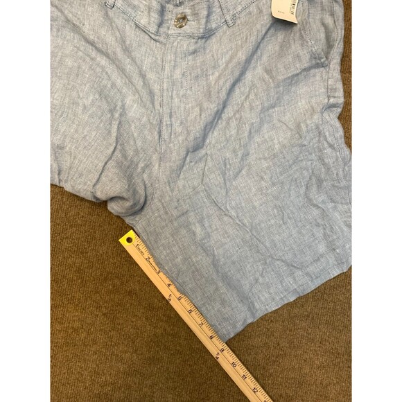 Saks Fifth Avenue Chino Shorts Mens 38 Flat Front Blue Linen Relaxed - Picture 6 of 9